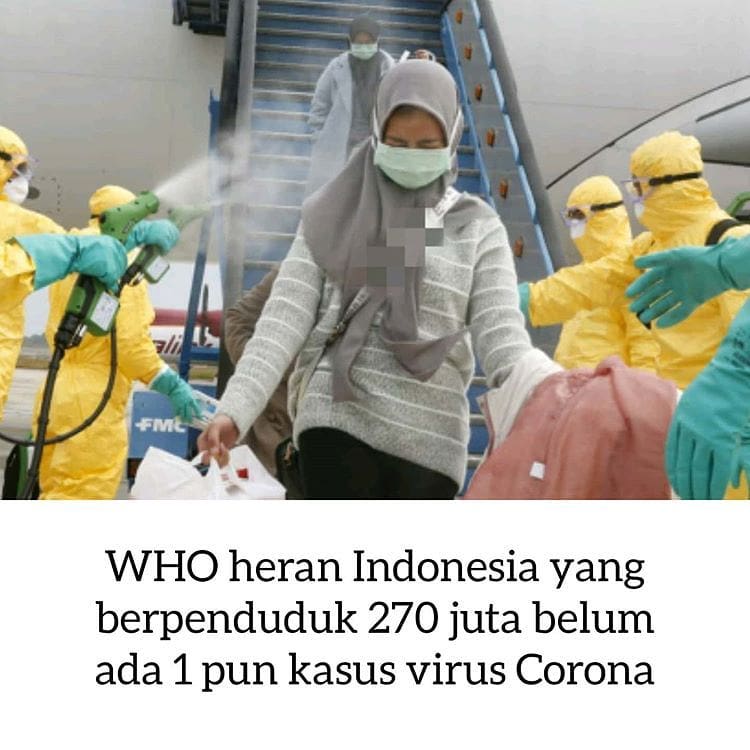 WHO Heran Indonesia yang berpenduduk 270 Juta belum ada 1 pun kasus virus corona