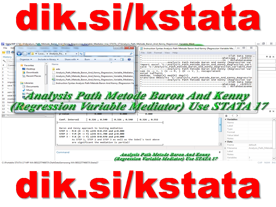 Analysis Path Metode Baron And Kenny (Regression Variable Mediator) Use STATA 17