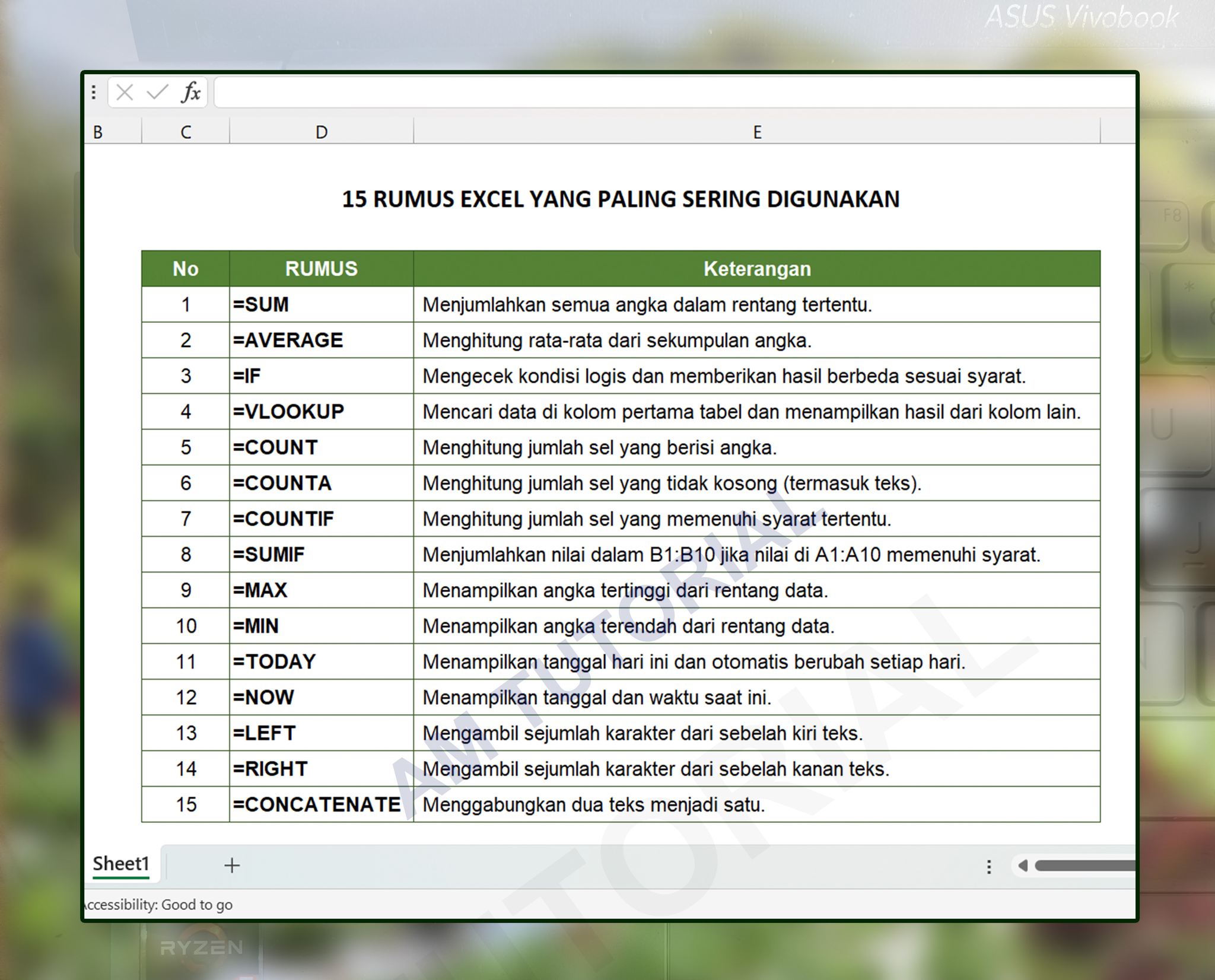 15 Rumus Excel Yang Paling Sering di Gunakan
