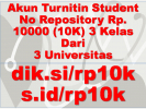 Akun Turnitin Student No Repository Rp. 10000 (10K) 3 Kelas Dari 3 Universitas